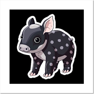 Cute Mountain Tapir Illustration - Adorable Animal Art Posters and Art